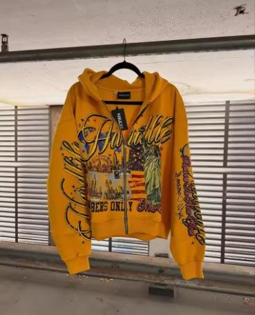 Cardigan con cappuccio alla moda hip-hop streetwear retro americano con stampa di lettere, maglione sportivo ampio Harajuku