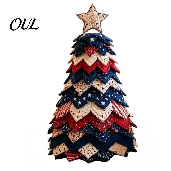 DIY Fabric Ornament Set Quilted Christmas Tree Craft Kit, Vintage Patchwork Handmade Xmas Sewing Set, Tabletop Holiday Decor for Beginners Adults Kids
