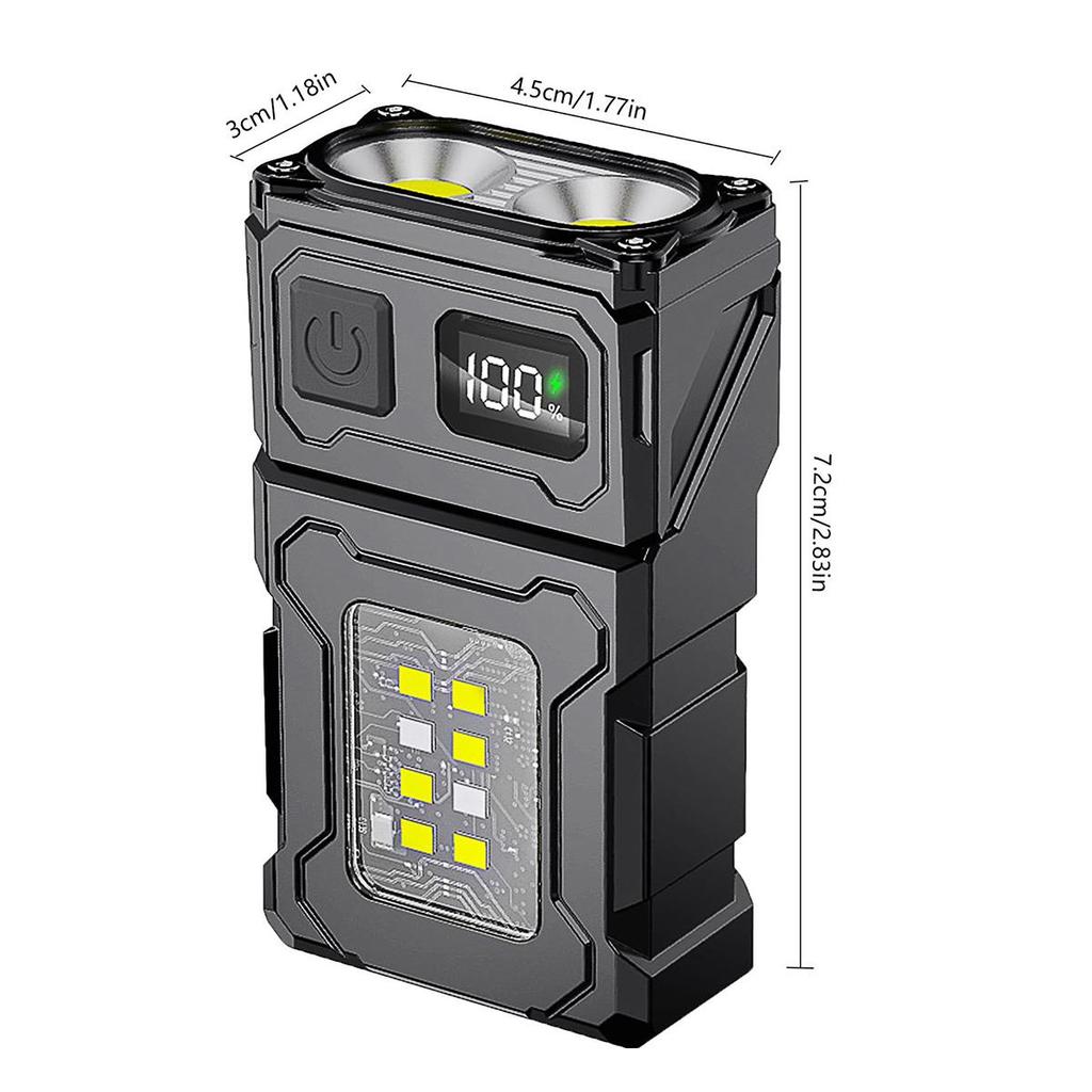 Mini Led Cob Flashlight Dual Light Source Multifunctional Flashlights Portable Keychain Multiple Modes Usb Charged 180°rotatable
