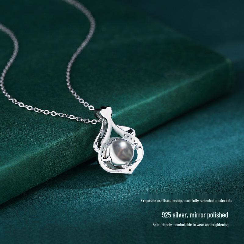 S925 Sterling Silver Heart Necklace with Freshwater Pearl Pendant - Fashionable Luxury for Women, Perfect for Qixi Festival.