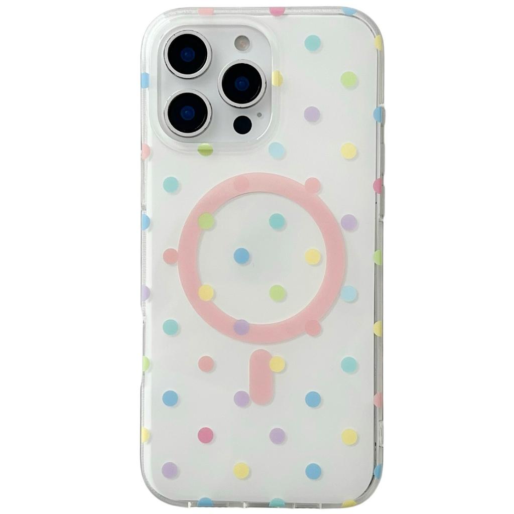For iPhone 16 Pro Max Case Polka Dot Pattern TPU + PC Phone Cover Compatible with MagSafe