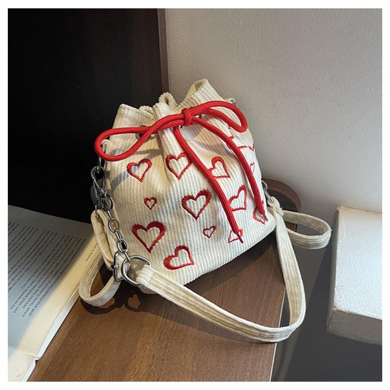 Niche Bag Women's New Summer Mini Strip Velvet Messenger Bag Drawstring Pleated Bucket Bag