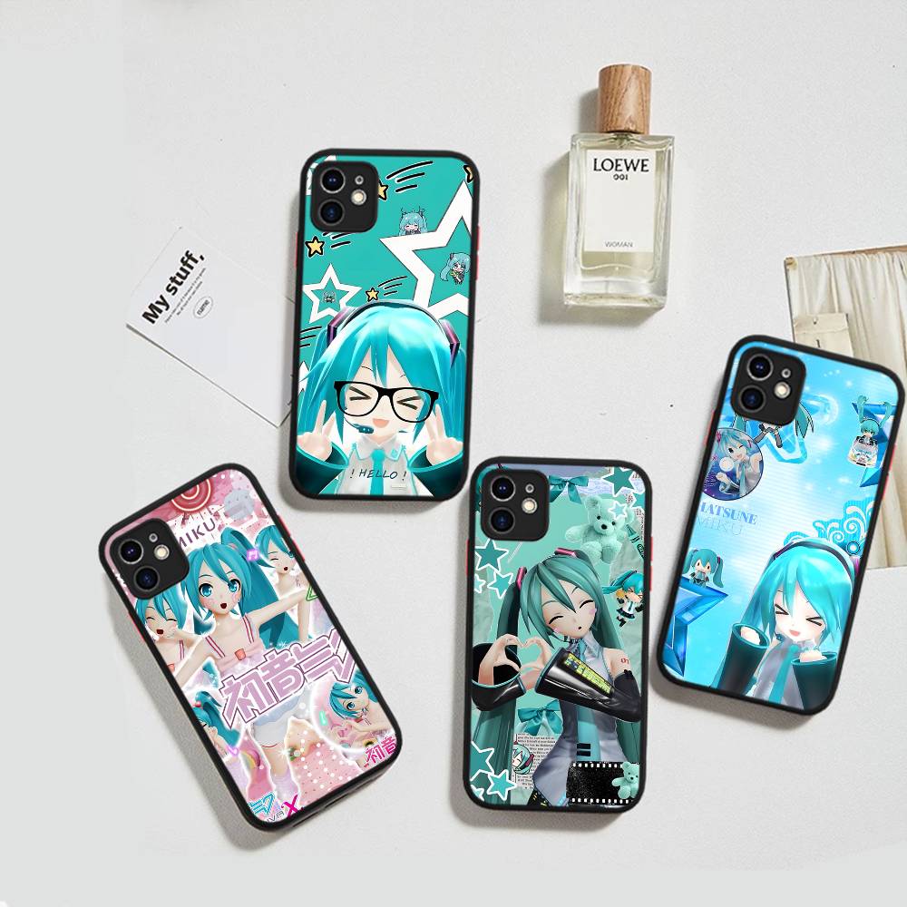 Kawaii H-Hatsune Miku Für IPhone 15 16 Pro Max 11 12 13 14 XS XR X Plus 16E Matt Transluzente Handyhülle