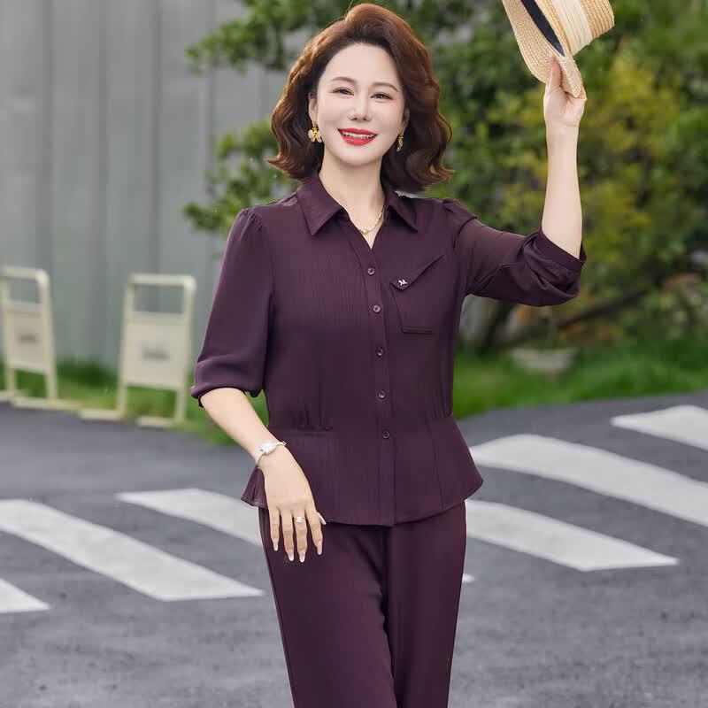YUZHAOLIN 2026 Stylish Two-Piece Suit for Middle-Aged Women
