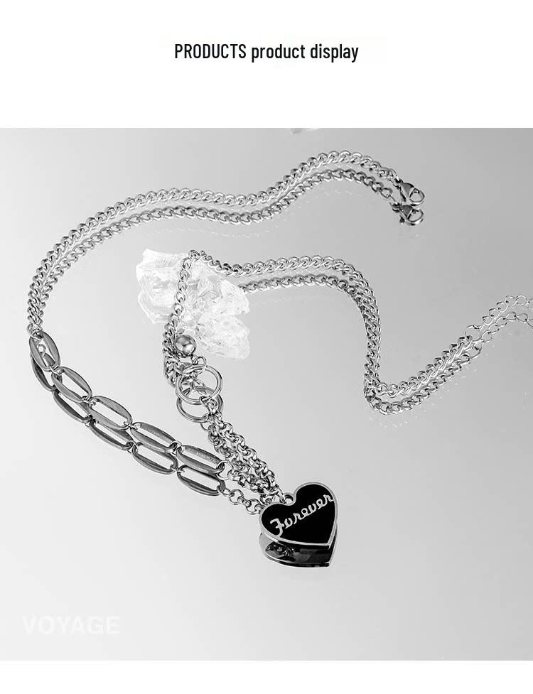 Black Heart Pendant Necklace: Stylish Women's Clavicle Chain - Light Luxury Summer Accessory