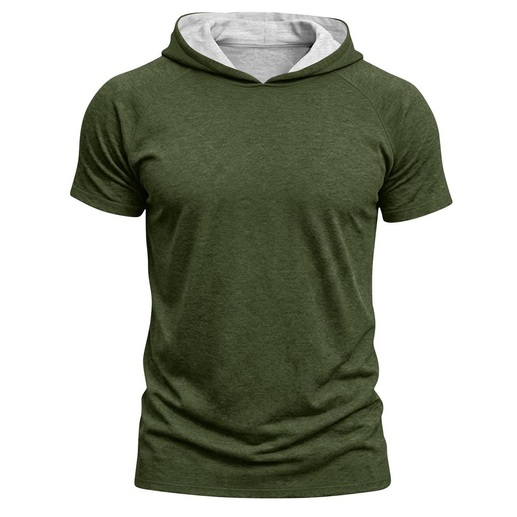 Herren Hoodie mit lockerer Passform, kurzen Ärmeln, leicht, lässiger Pullover mit Kapuze, T-Shirt für Sport und Outdoor-Aktivitäten