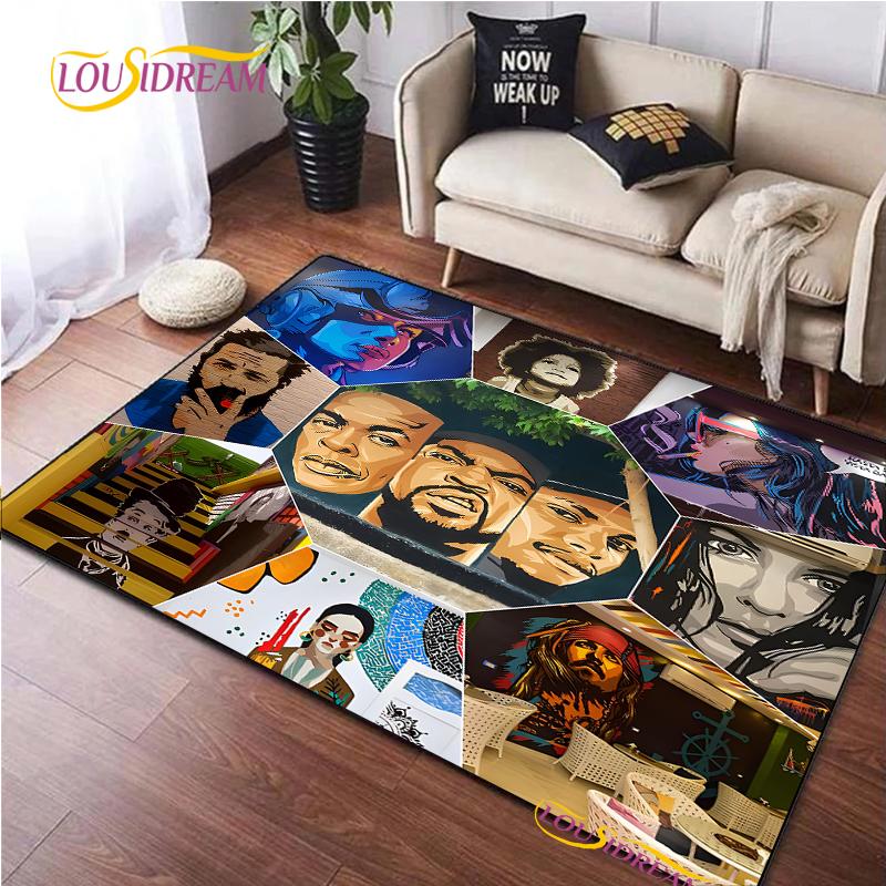 Music Star Rectangle Hip-Hop Carpet for Living Room Bedroom Rug Kitchen Kids Door Unslip Floor Mats Gift Photography Props Rug