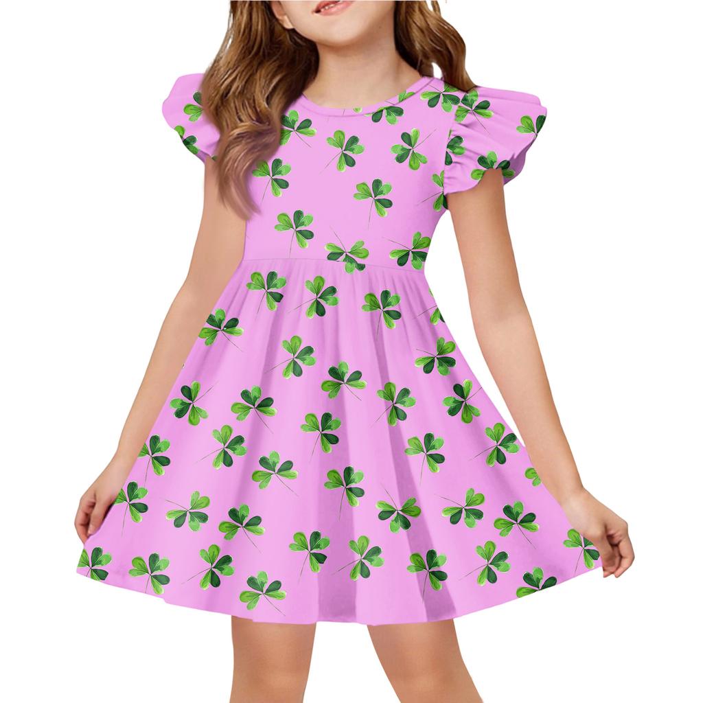 Girls' Summer Princess Dress - A-Line T-Shirt Dress St. Patrick's Day
