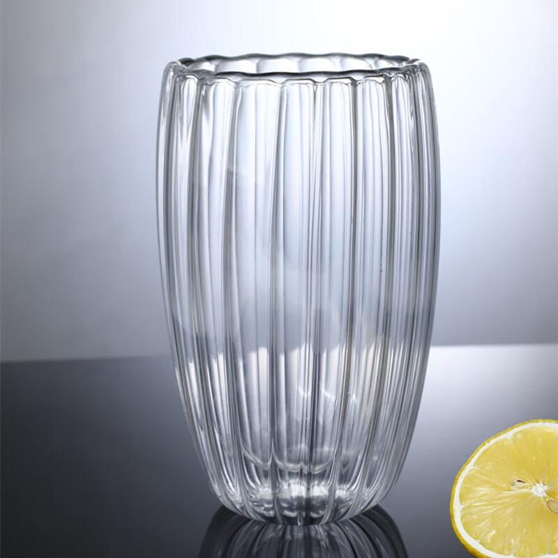 Shangqi Double-Walled Striped Glass Cups (Set of 2)