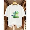 T-shirt da uomo taglia europea con motivo lucertola dagli occhi grandi a cartoni animati, girocollo, manica corta, comoda, casual, a manica corta per l'estate