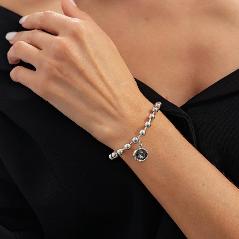 Light Luxury Geometric Acrylic Diamond Pendant Necklace Women s, Fashion Metal Bead Chain Necklace