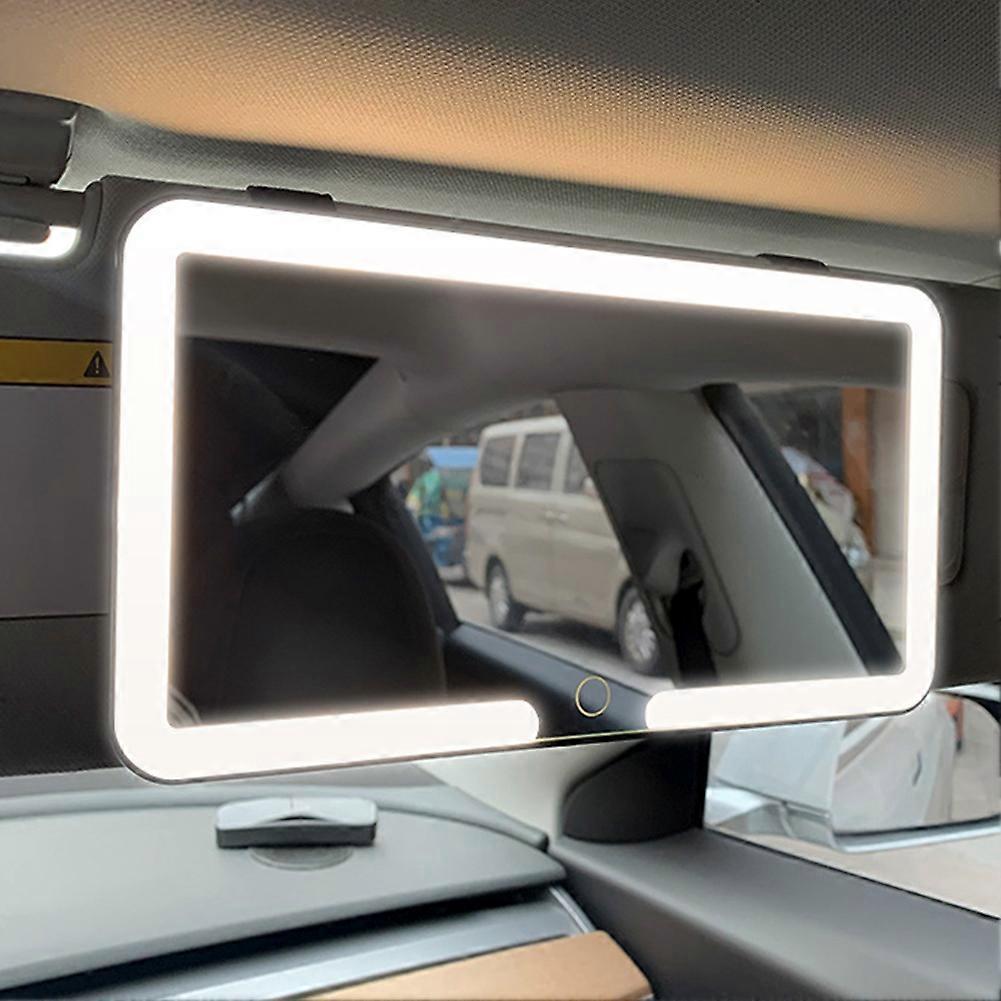 Rechargeable LED Makeup Mirror for Car - Sun Visor Vanity Mirror with 3 Adjustable Light Modes, Portable Cosmetic Mirror for Auto Use