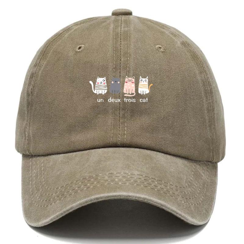Casquette de baseball en coton lavé vintage avec chatons réglable style trucker usé pour femmes Mode mignonne Streetwear Chapeau de soleil gray