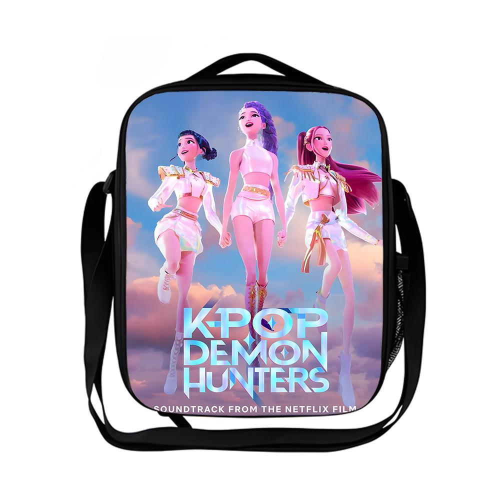 Borsa termica per il pranzo del gruppo di caccia alle streghe Kpop borsa a tracolla per ragazzo scuola elementare borsa a tracolla con cartoni animati borsa da picnic portatile KTB