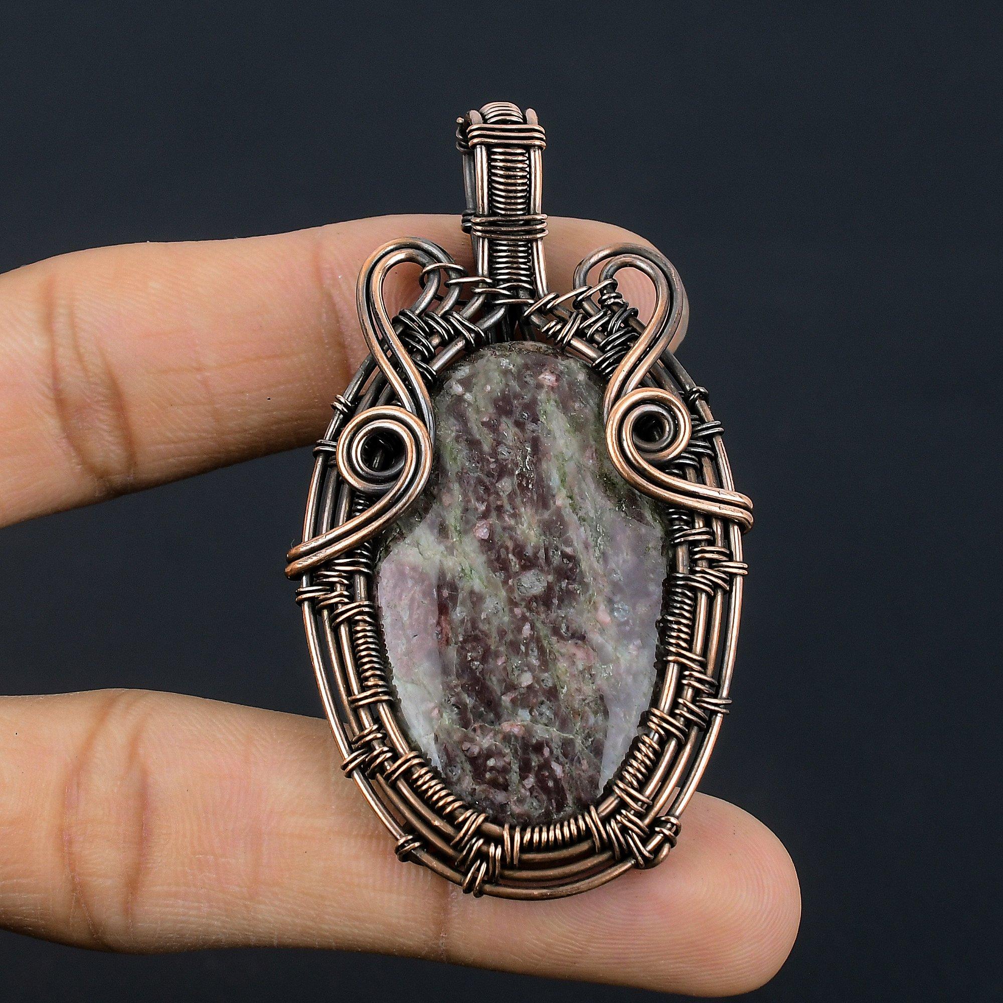 

Astrophylite 999 Copper Wire Wrapped Pendant, Handmade Gemstone Pendant, Gift For Mom Antique Jewelry 2.55 Inches