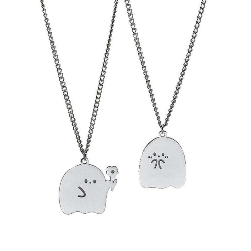 

2 Pack Specter Pendant Necklace Chain Necklaces Birthday Gift Necklaces Stainless Steel Texture for Party and Daily 1