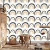 Rainbows and Butterflies Boho Wallpaper White, Cream and Light Gray 50x1000