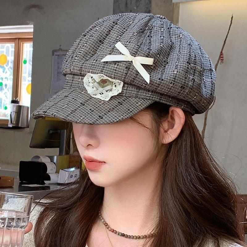 

Осенний Ретро Цветочный Плед Берет Универсальная Корейская Милая и Симпатичная Бейсболка Ветрозащитная Восьмиугольная Шляпа Женский Стиль average size