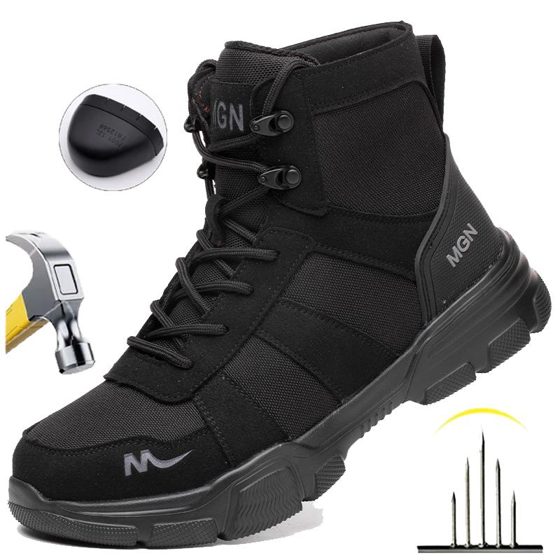 Men Steel Toe Work Sneakers Safety Shoes With EVA Cushion Wear-resisting Boots Anti-Puncture Anti-smash Boots for Manufacture