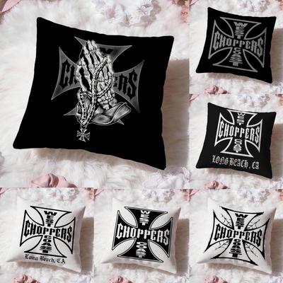 W-West Coast C-Choppers Cushion Cover Premium Comfort Reversible Pillow Cove -Two In One Design for Any Room & Car Interior