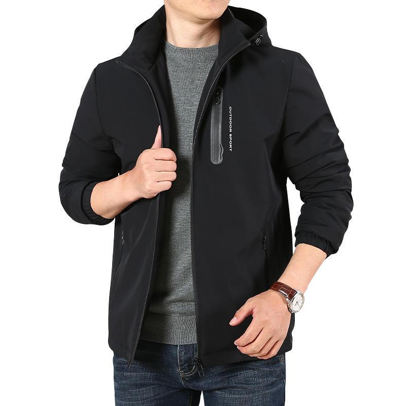 

Осенне-зимняя флисовая куртка мужская новая повседневная куртка с капюшоном и воротником-стойкой эластичная быстросохнущая куртка 4XL