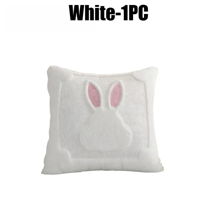 

Easter Bunny Plush Pillow Cover 3D Soft Fluffy Cushion Cover for Sofa Decor Holiday Gift Spring Home Decor Living Room Accent