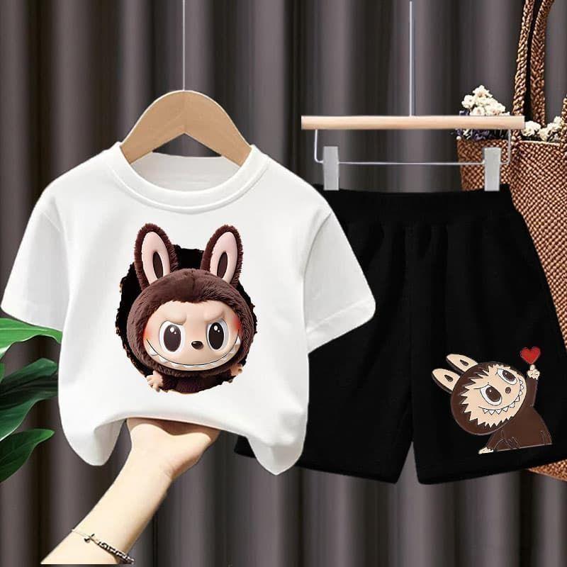 Children's LBB Short-sleeved T-shirt Top and Shorts Summer Boys' and Girls' Fashion Sets