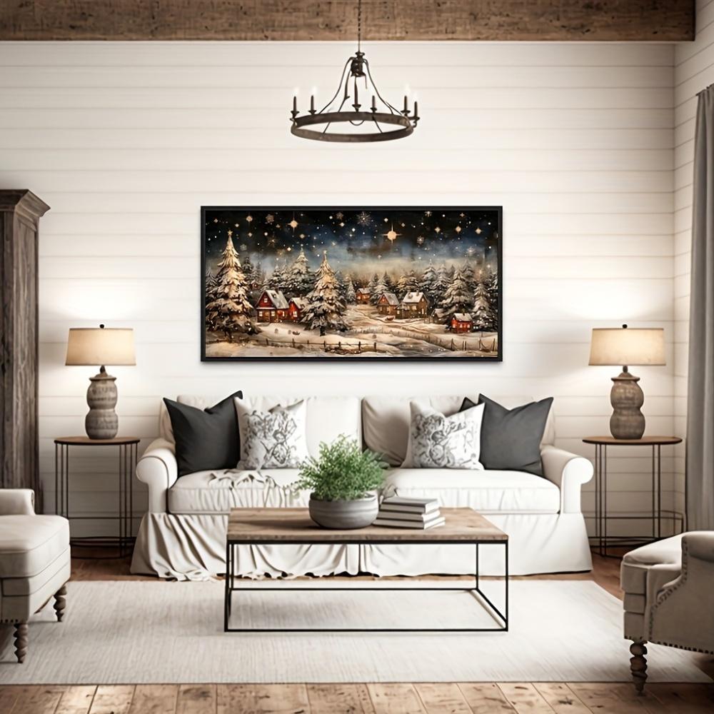 

1 Piece Decorative Art Modern Gorgeous Christmas Snowflake Tree Scenery Canvas Print, Unframed Wall Art Poster for Living Room, (as the picture,50x100cm No Frame)