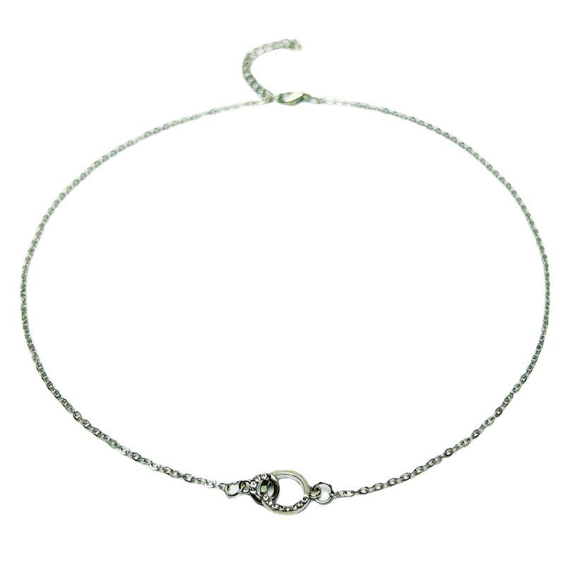 Elegant Double Circle Metal Alloy Necklace - Luxury Clavicle Chain Jewelry for Women