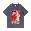 275 GSM Washed T-shirts 100% Cotton One Piece V71 Luffy Nami Egghead Print Unisex Heavy Cotton T Shirt
