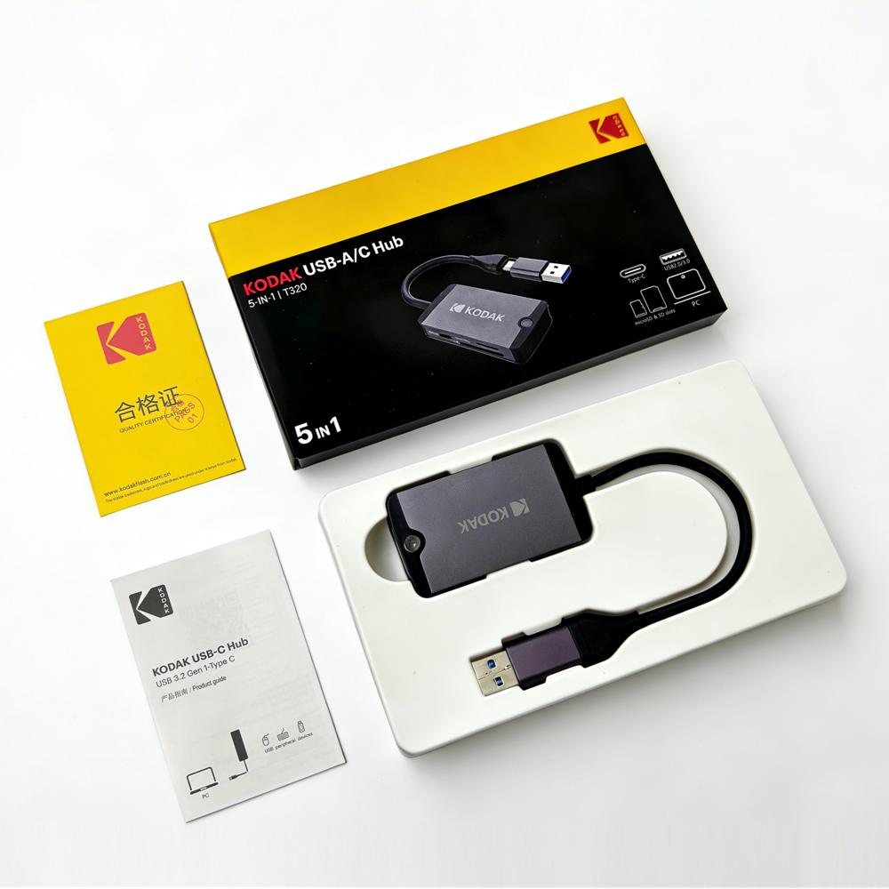

USB-концентратор KODAK USB C с портами USB 3.0 Type-C и адаптером для карт MicroSD, кардридером для телефонов, планшетов, MacBook, ноутбуков(Требуется OTG)
