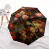Floral Elegance: A Circular Canvas of Vibrant Blooms Umbrella, Portable 3-Fold Compact Umbrella for Men & Women R161