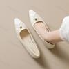 Woman Flat Shoes Fashion Pointed Toe Elegant Metal Flower Decoration Slipon Shallow Shoes Comfortable Soft Height Increase Flats