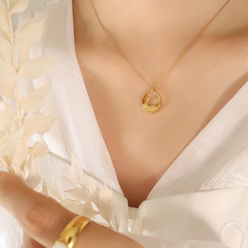 National Chinese Mountain & Sea Oath Pendant Necklace - Creative, Trendy, Colorfast Jewelry
