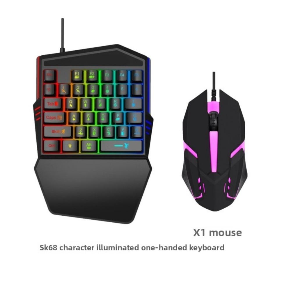 One-handed Keyboard Colorful Mechanical 35 Keys with Mobile Phone Throne PUBG Handle Mobile Game Chicken Eating Artifact