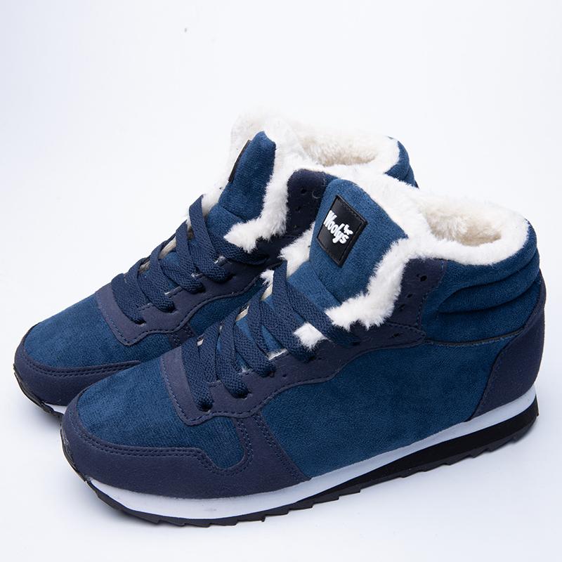Fashion Winter Boots Men Ankle Snow Boots Warm Plush Cutton Shoes Men's Winter Shoes Casual Sneakers Male Black Blue Booties Size 36-48