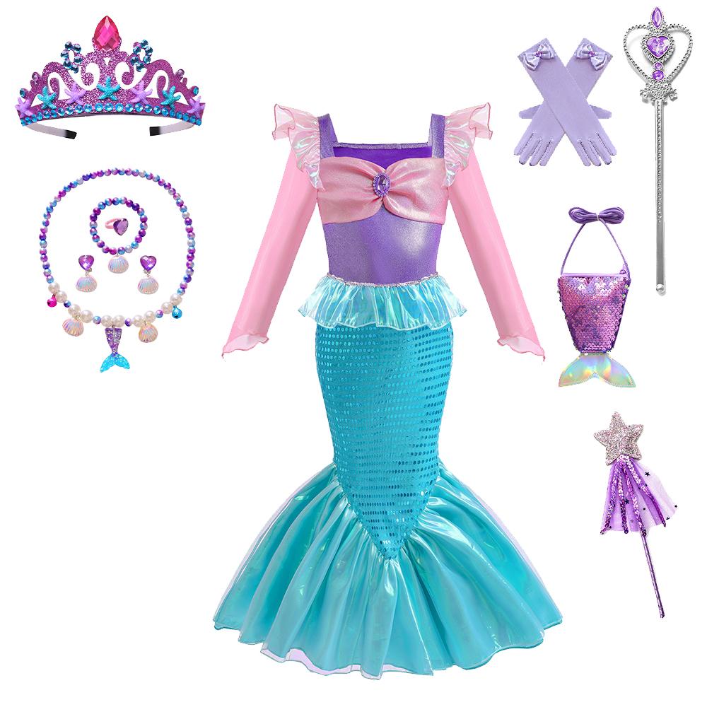 Дитячий костюм косплею русалки, костюм для рольових ігор для дівчаток, костюм для карнавалу, Хелловіну, дня народження, літня сукня принцеси