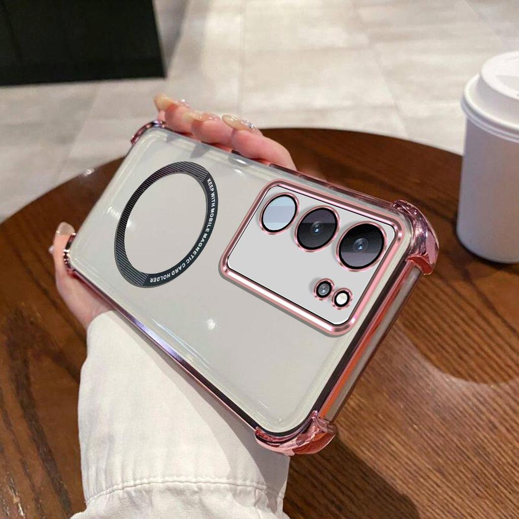 Case for Vivo V29 5G Clear Magnetic Casing Electroplated Lens Frame Phone Cover