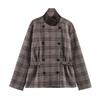 2026 Damen Street Fashion Karierter Blazer Mit Gürtel Oberbekleidung W021 83193
