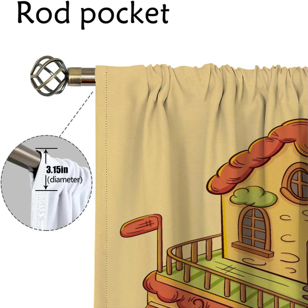 Cute Picture Curtains for Living Room Curtain for Room 2 Panel Shades Halloween Decoration Partition Home Interior Curtains