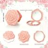 12pcs Pink Rose Compact Pocket Mirrors 3D Floral Compact Small Mirror Plastic Frame Folding Double-Sided Handheld Makeup Mirrors