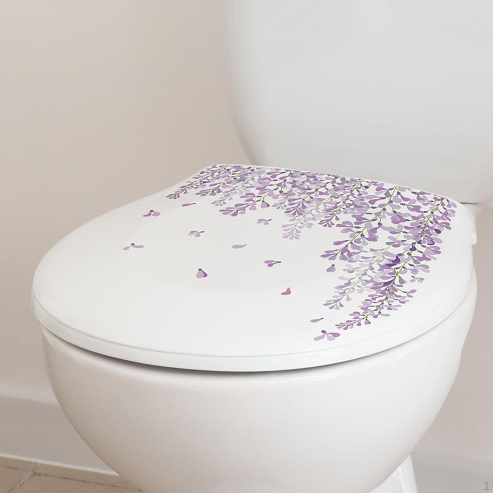 

2x Наклейка на стену для унитаза, съемная, самоклеящаяся, фиолетовая наклейка с цветочным дизайном для