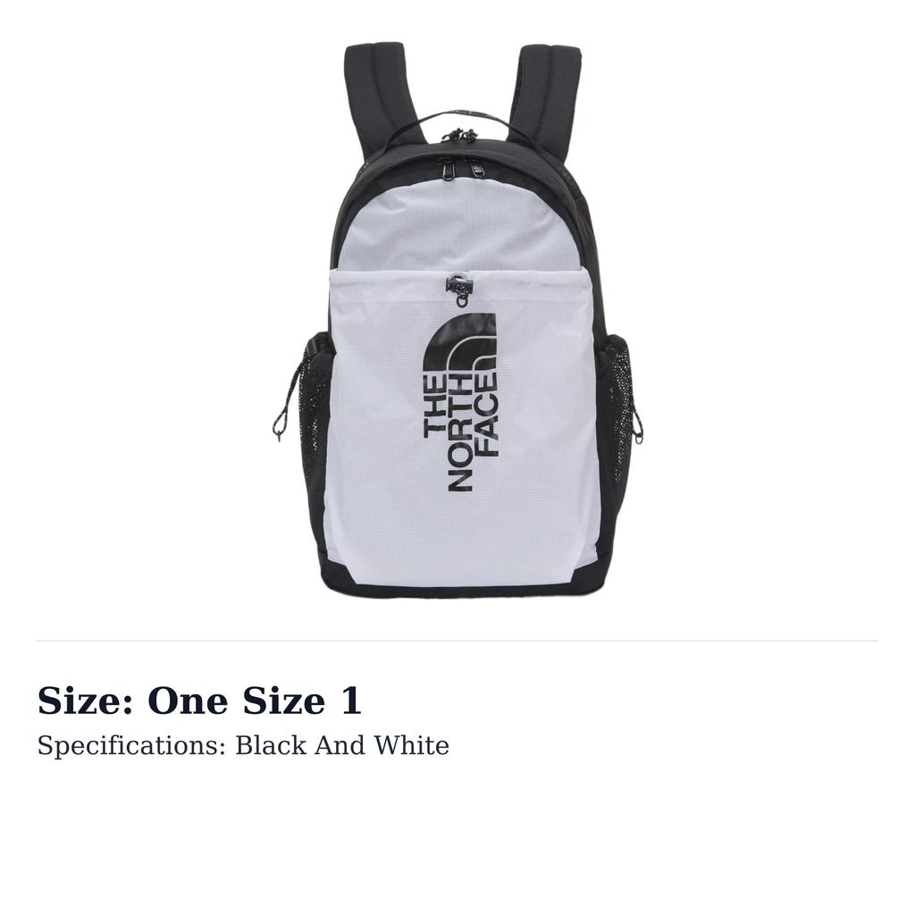 The North Face 19L Backpack Outdoor Bag Polyester Nylon Black White Unisex NM2DN70C