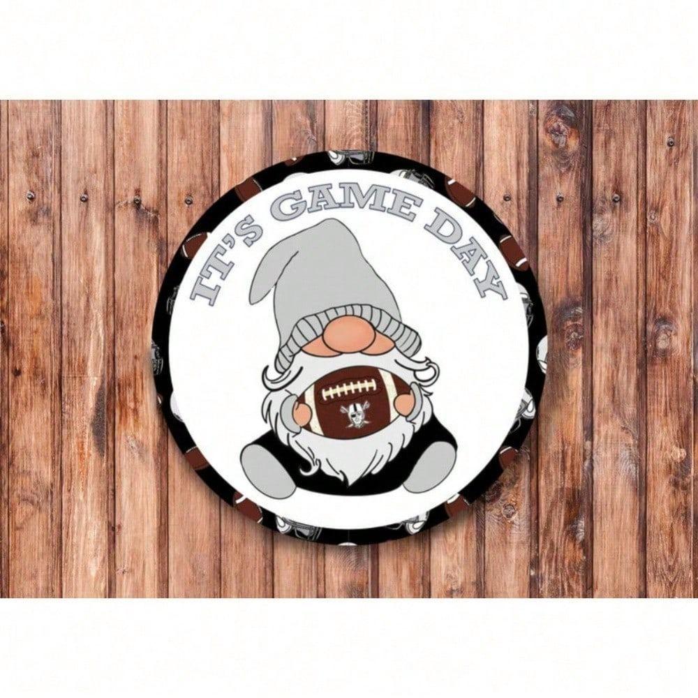 Metal Gnome Wreath Sign, Halloween Wall Decor, Vintage Black Grey Art for Living Room, Home House Indoor Decoration