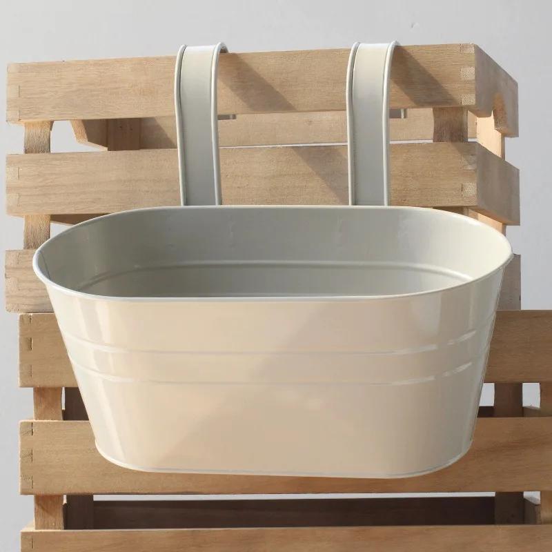 Home BalconyDecor Colorful Hanging Flower Pot Detachable Double Hook Fence Plant Pot Horticultural Decoration Bonsai Flower Rack