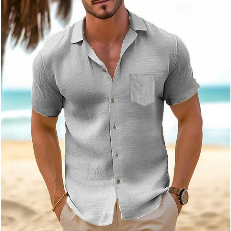 

Men s summer retro linen loose Henry shirt casual beach shirt 3XL