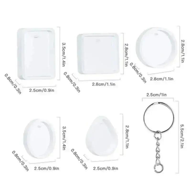 20Pcs/Set New DIY Keychain Pendant Casting Silicone Mould Kit with Keyrings Art Crafts Making Tools Crystal Epoxy Resin Mold
