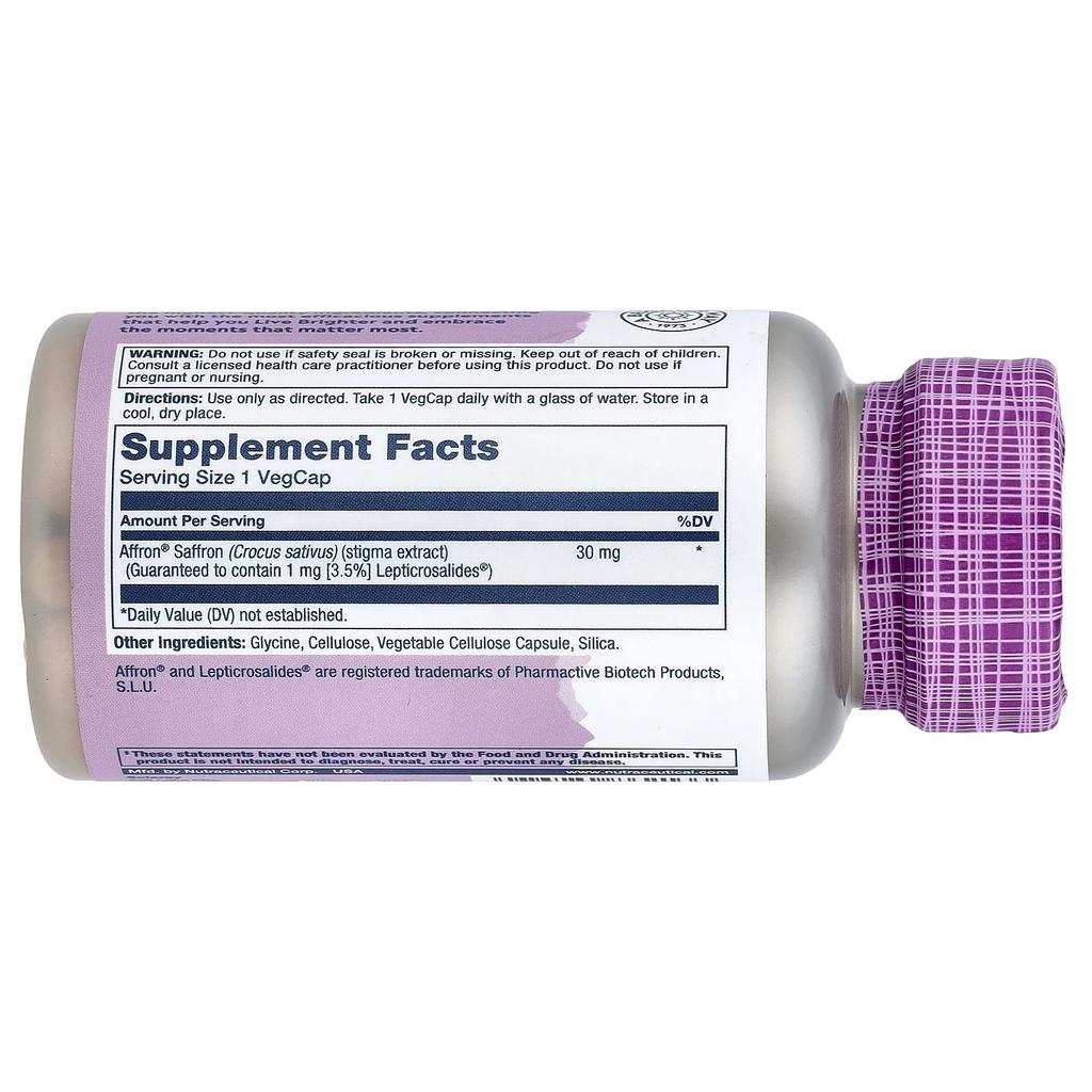 SOLARAY Essential Extract, Saffron, 30 Mg, 30 Veggie Capsules