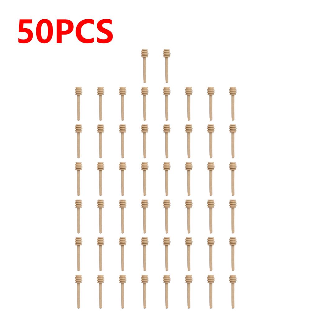 1-50PCS Practical Long Handle Wood Honey Spoon Mixing Stick Dipper For Honey Jar Coffee Milk Tea Supplies Kitchen Tool 8.4*1.9cm