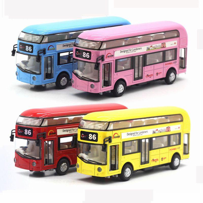 Premium Quality Double-decker Tour London City Bus Pull Back Car Kid Toy With Sound And Light